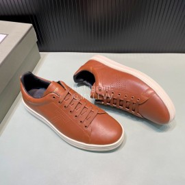 Tom Ford Brown Calf Leather Lace Up Sneakers For Men