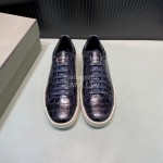Tom Ford Crocodile Leather Casual Sneakers For Men Navy