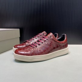 Tom Ford Crocodile Leather Casual Sneakers For Men Reddish Brown