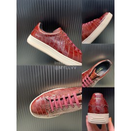 Tom Ford Crocodile Leather Casual Sneakers For Men Reddish Brown