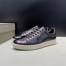 Tom Ford Crocodile Leather Casual Sneakers For Men Black
