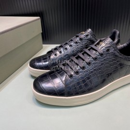 Tom Ford Crocodile Leather Casual Sneakers For Men Black