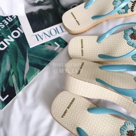 Tory Burch Summer Fashion Printed Flip Flops For Women Blue