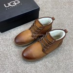 Ugg Fashion Calf Leather Warm Short Boots For Men Brown