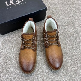 Ugg Fashion Calf Leather Warm Short Boots For Men Brown