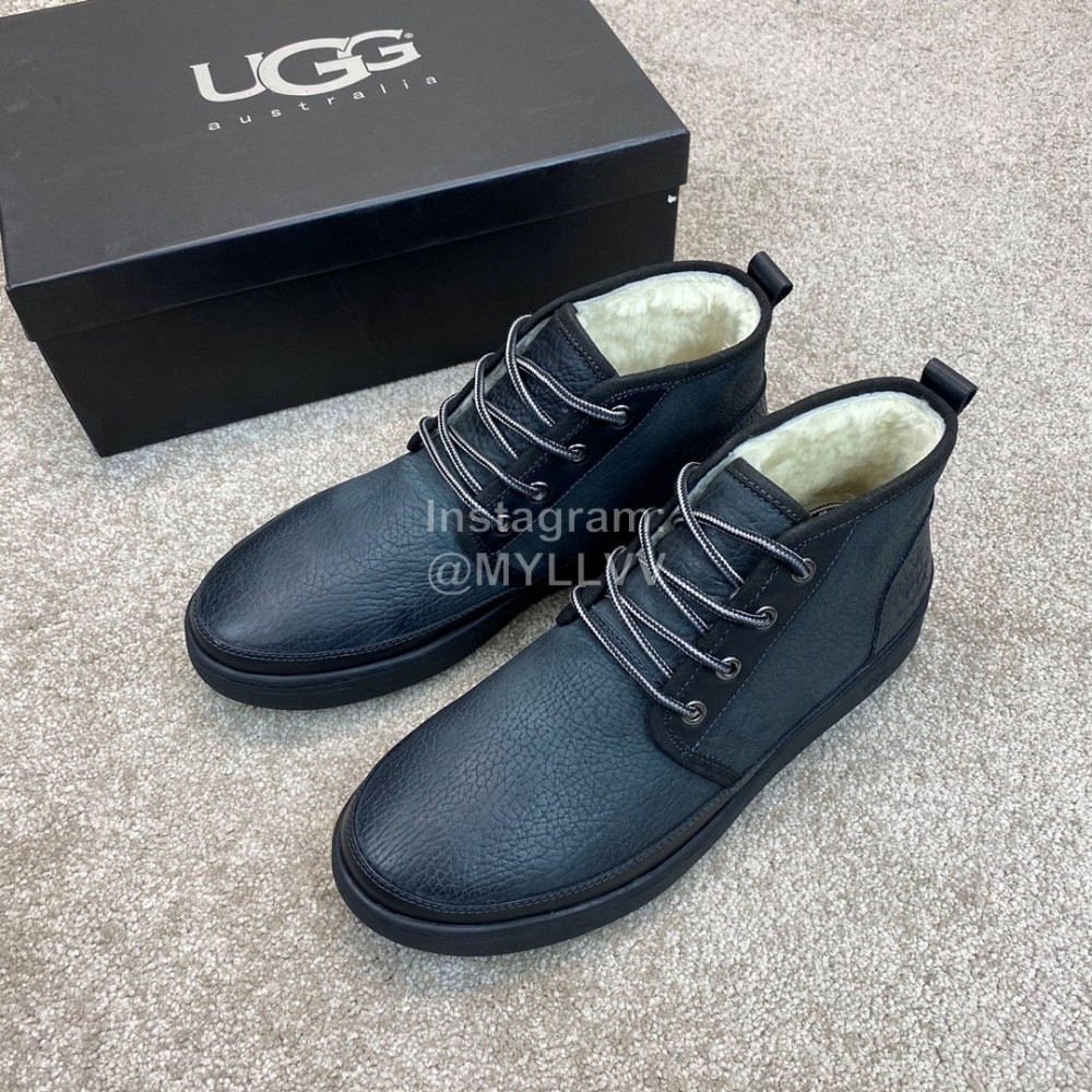 Ugg Fashion Calf Leather Warm Short Boots For Men Blue