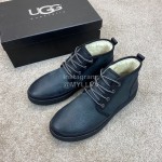 Ugg Fashion Calf Leather Warm Short Boots For Men Blue
