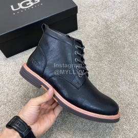 Ugg Fashion Calf Leather Warm Wool Short Boots For Men Black