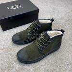 Ugg Fashion Calf Leather Warm Wool Short Boots For Men Green