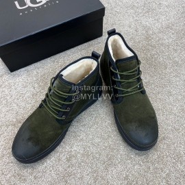 Ugg Fashion Calf Leather Warm Wool Short Boots For Men Green
