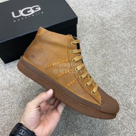 Ugg Fashion Calf Leather Shell Toe Warm Short Boots For Men Brown
