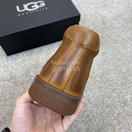 Ugg Fashion Calf Leather Shell Toe Warm Short Boots For Men Brown