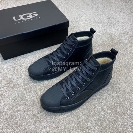 Ugg Fashion Calf Leather Shell Toe Warm Short Boots For Men Black