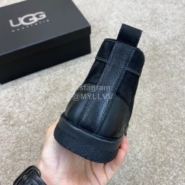 Ugg Fashion Calf Leather Shell Toe Warm Short Boots For Men Black