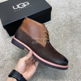 Ugg Fashion Cowhide Warm Wool Short Boots For Men Brown