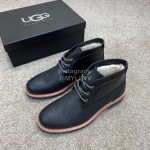 Ugg Fashion Cowhide Warm Wool Short Boots For Men Black