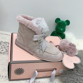 Ugg Winter Pearl Lace Bow Wool Short Boots For Women Pink