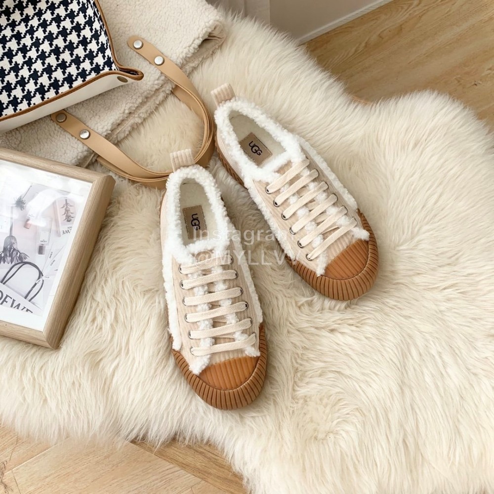 Ugg Winter Thick Soled Curly Fur Casual Shoes For Women White