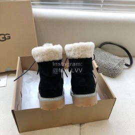 Ugg Winter Warm Wool Lace Up Boots For Women Black