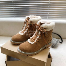 Ugg Winter Warm Wool Lace Up Boots For Women Brown