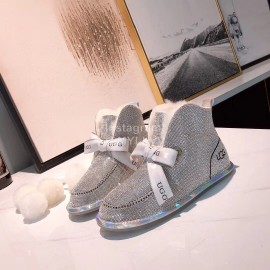 Ugg Winter Cute Bow Wool Boots For Women Silver