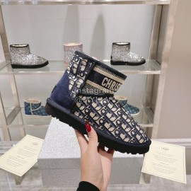 Ugg Co Branded Dior Winter Short Boots For Women Navy