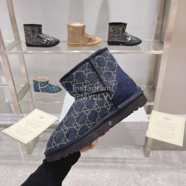 Ugg Co Branded Gucci Winter Short Boots For Women Blue