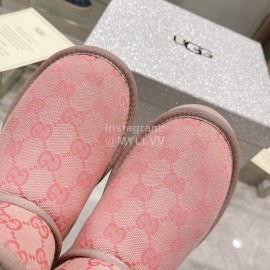 Ugg Co Branded Gucci Winter Short Boots For Women Pink