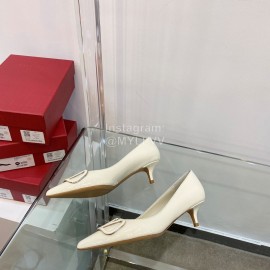 Valentino V Patent Leather Button Pointed White High Heels