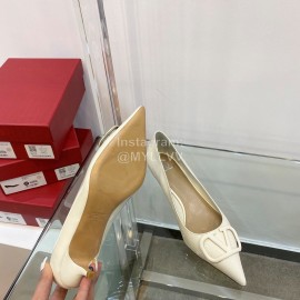 Valentino V Patent Leather Button Pointed White High Heels