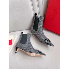Valentino Fall Winter Striped Pointed High Heel Boots For Women