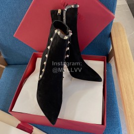 Valentino Classic Rivet High Heeled Velvet Boots