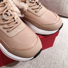 Valentino Winter Thick Soled Wool Sneakers For Women Pink