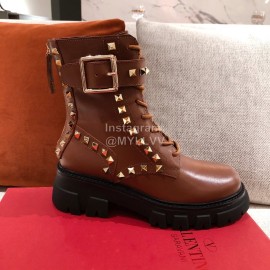 Valentino Autumn Winter Retro Boots For Women Brown