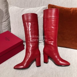 Valentino Fall Winter Sheepskin High Heel Long Boots Red