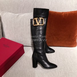 Valentino Fall Winter Black Sheepskin High Heel Long Boots 