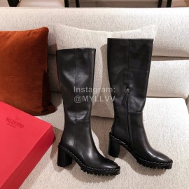 Valentino Black Fall Winter Sheepskin High Heel Long Boots 