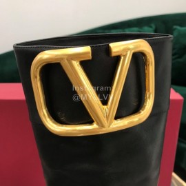 Valentino Fashion Black Calf High Heeled Long Boots For Women