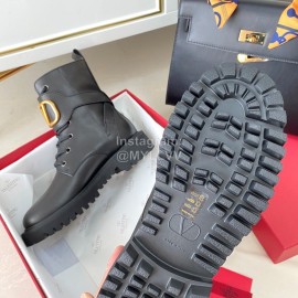 Valentino Fashion Black Leather Short Boots For Women