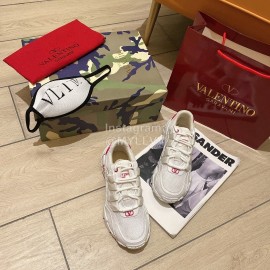 Valentino Couple Leather Sneakers White