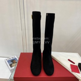 Valentino Autumn Winter Black Suede High Heel Long Boots
