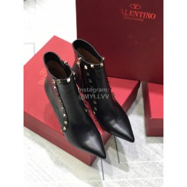 Valentino Calf Leather Pointed High Heel Boots Black