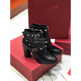 Valentino Fashion Black Calf High Heeled Boots For Women