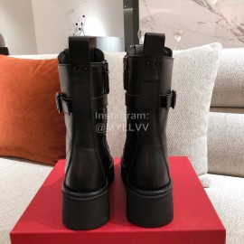 Valentino Autumn Winter Leather Thick Soled Boots Black