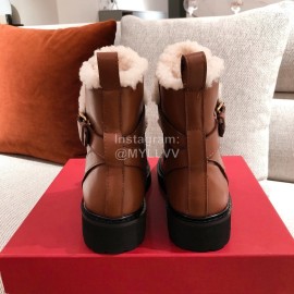 Valentino Autumn Winter Lamb Warm Retro Boots Brown