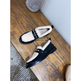 Valentino Autumn Winter New Lamb Fur Leather Casual Shoes