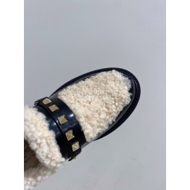 Valentino Autumn Winter New Lamb Fur Leather Casual Shoes