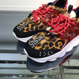 Versace Leopard Print Thick Soled Sneakers For Men And Women 
