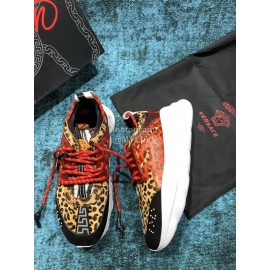Versace New Leopard Print Thick Soled Sneakers For Men And Women 