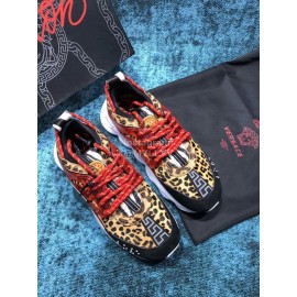 Versace New Leopard Print Thick Soled Sneakers For Men And Women 